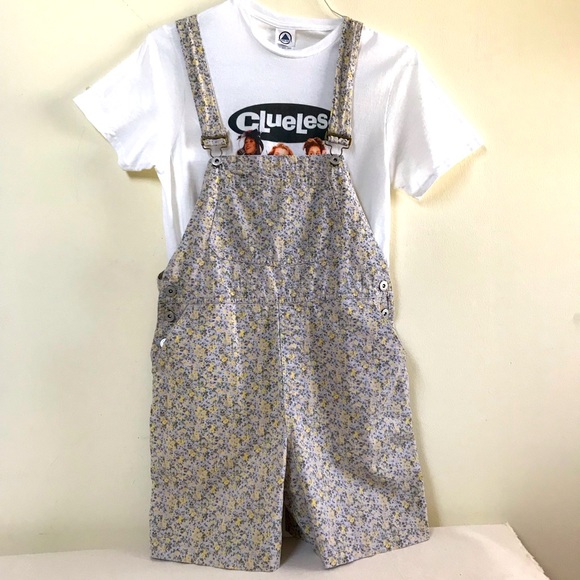 Vintage Pants - VTG short-alls Sz Medium Petite 100% cotton floral woven lightweight 4 Summer